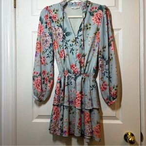 Yumi Kim Long Sleeve Floral Love Always Dress in Blue and Pink Size Small